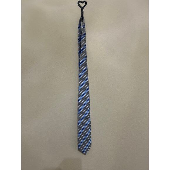 Dolce & Gabbana Tie Silver Blue Stripes Silk Necktie Designer Luxury Formal - Picture 1 of 8